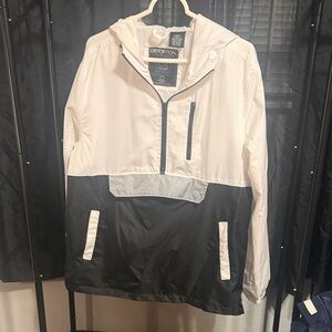 Distortion Two-Tone White and Black Windbreaker Anorak